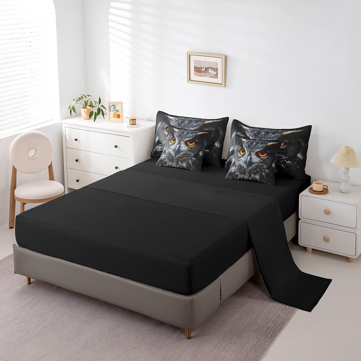 Feelyou Owl 7 Pieces Comforter Sets Boys Girls Twin Size 3D Animal Printed Bedding Set for All Season Ultra Soft Bird Decor Bed Set Includes Comforter, Sheet Set, Pillowcases & Pillow Covers
