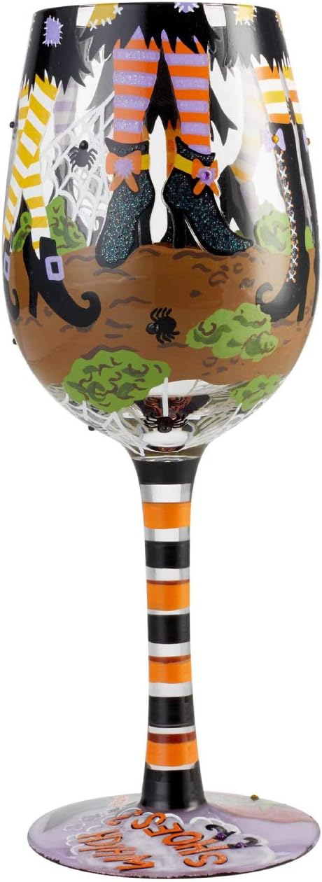 Enesco 6004429 Designs by Lolita Halloween Which Shoes Hand-Painted Artisan Wine Glass, 15 Ounce, Multicolor