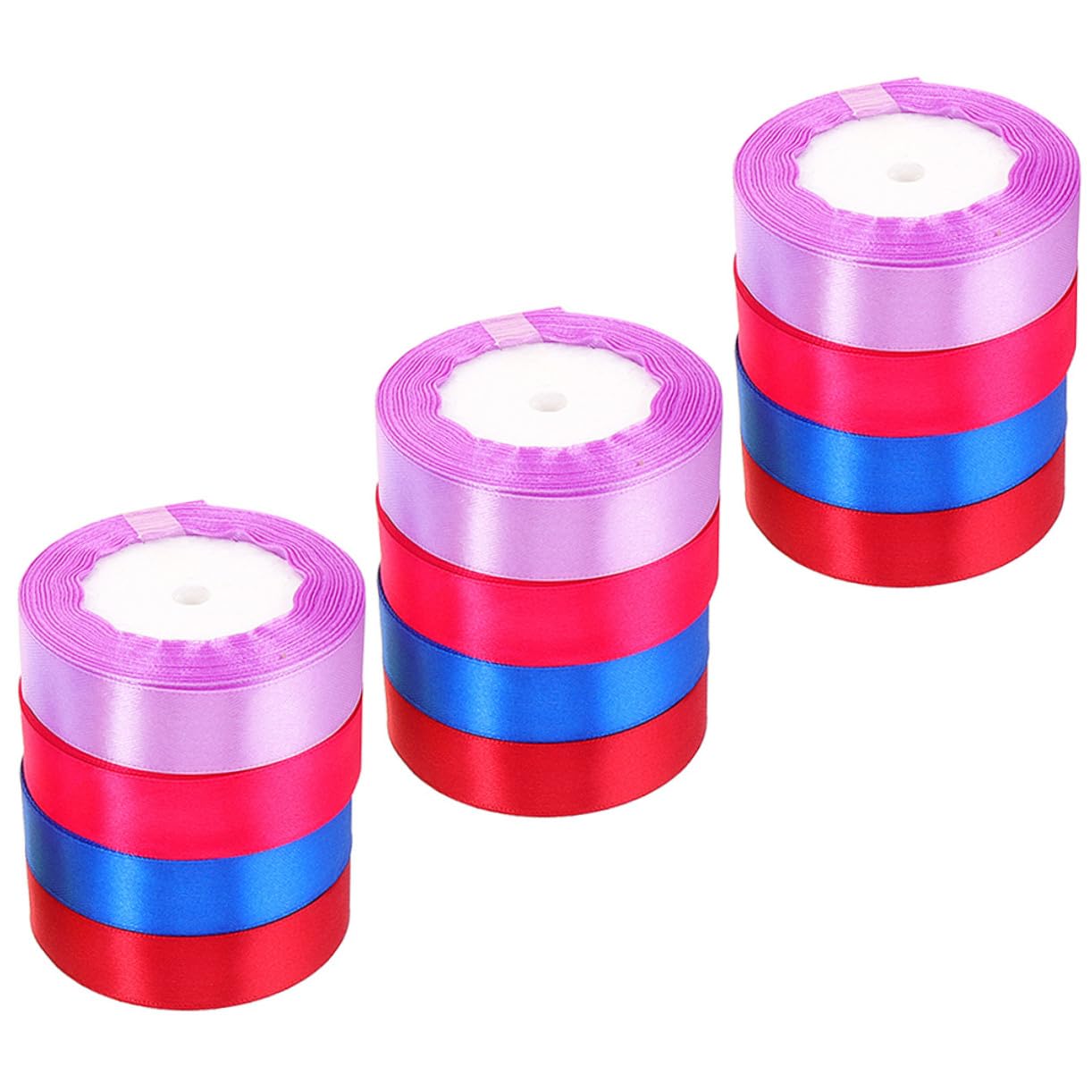 ORFOFE 12 Rollen Bunte Dekobänder Breit Vielseitige Satin Geschenkband zum Verpacken Basteln Partydekoration und DIY Lang Genug zum Schneiden und Gestalten Farbenfrohe