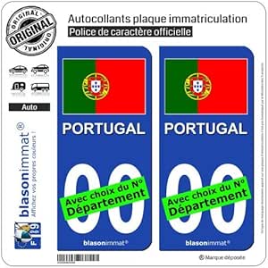 Autocollant Plaque Immatriculation Portugal – Neuf Avec Drapeau Portugais