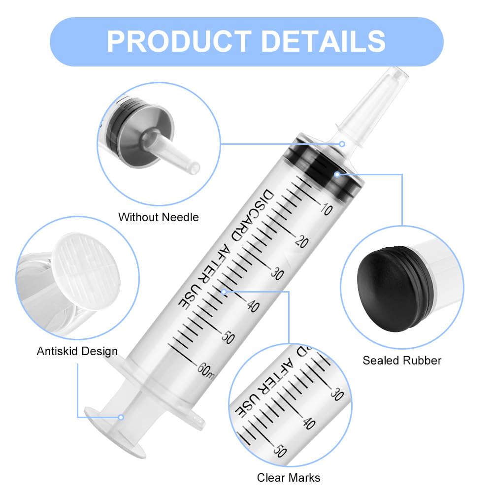 OFFCUP Siringa di Plastica 60ml 4Pcs Siringhe senza Ago Riutilizzabili per Alimentazione Animali