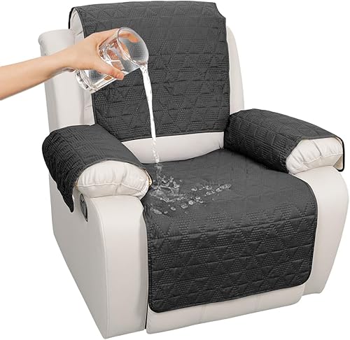 Fundas para sillas reclinables 100% impermeables, antideslizantes, que se mantienen en su lugar, fundas reclinables con brazos para niños, amantes