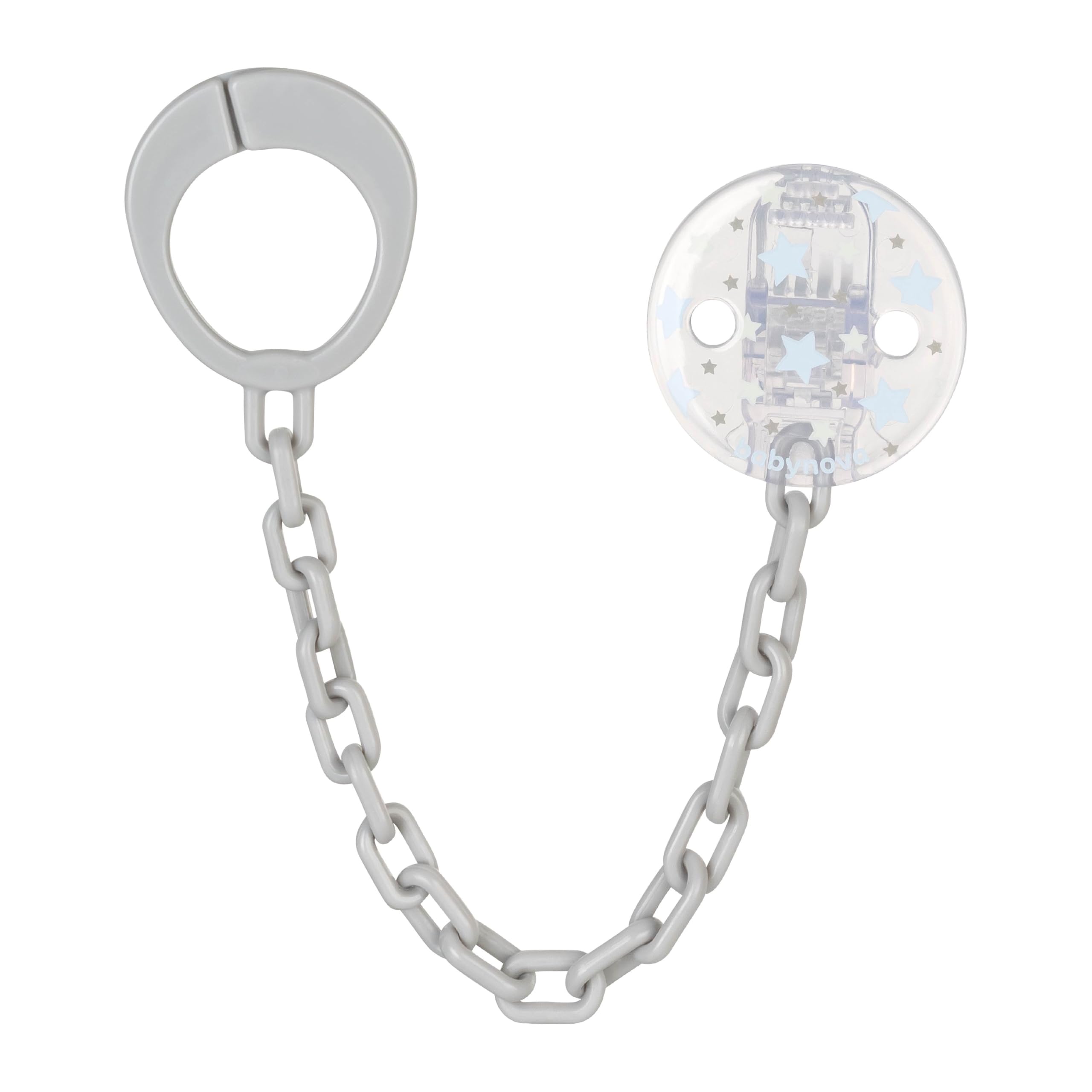 babynova Dummy Chain with Clip and Adapter Ring, 2-piece Set, Soother Holder for Baby, Fits Any Soother, Stroller Acessory