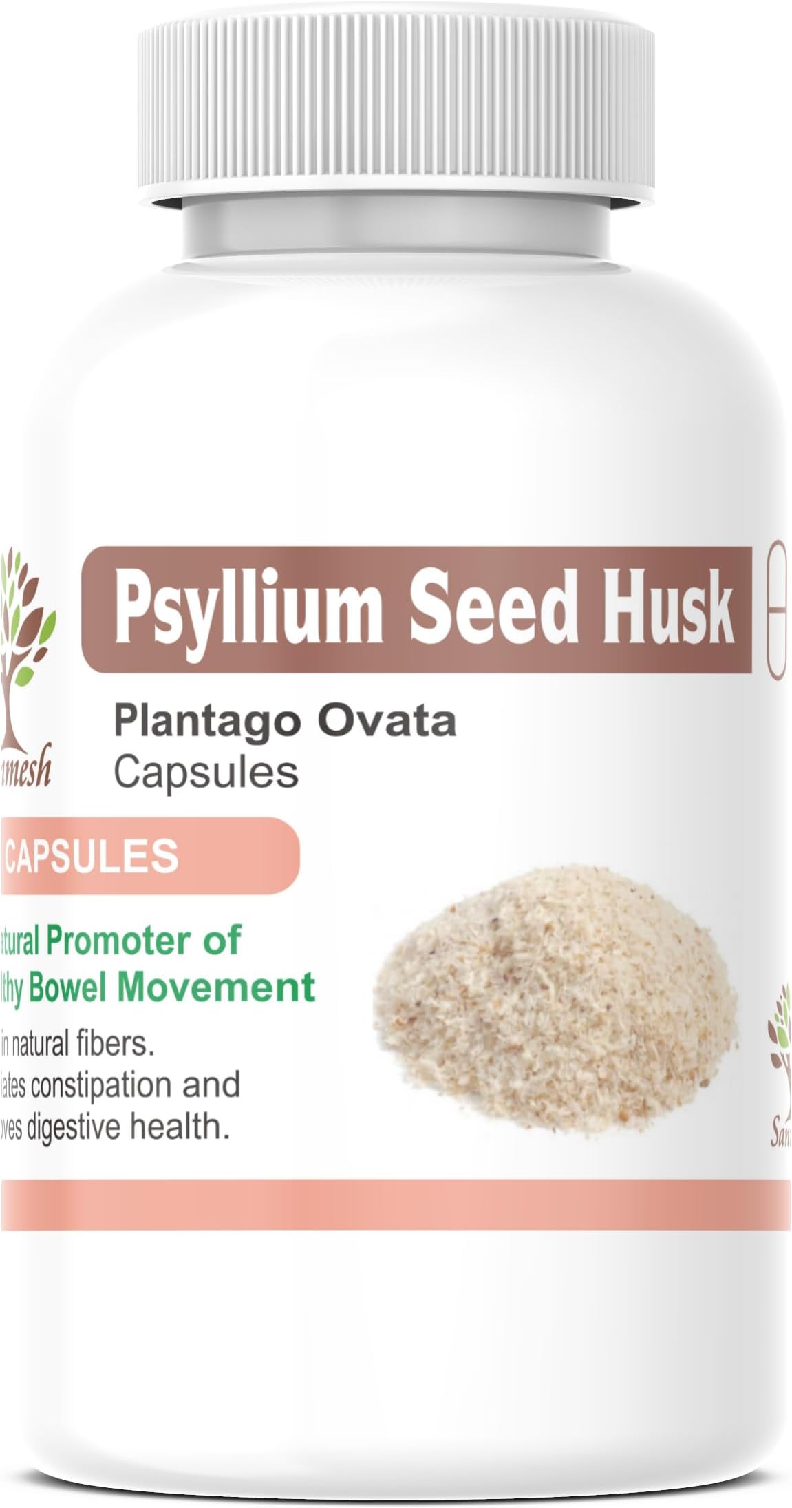 "Psyllium Seed Husk" (Isabgol) Capsules | Natural Fiber Helps to Improve Digestion, Bowel Movement | A Dietary Supplement | Detox & Digestion | Pack of 1 (60caps.500mg)