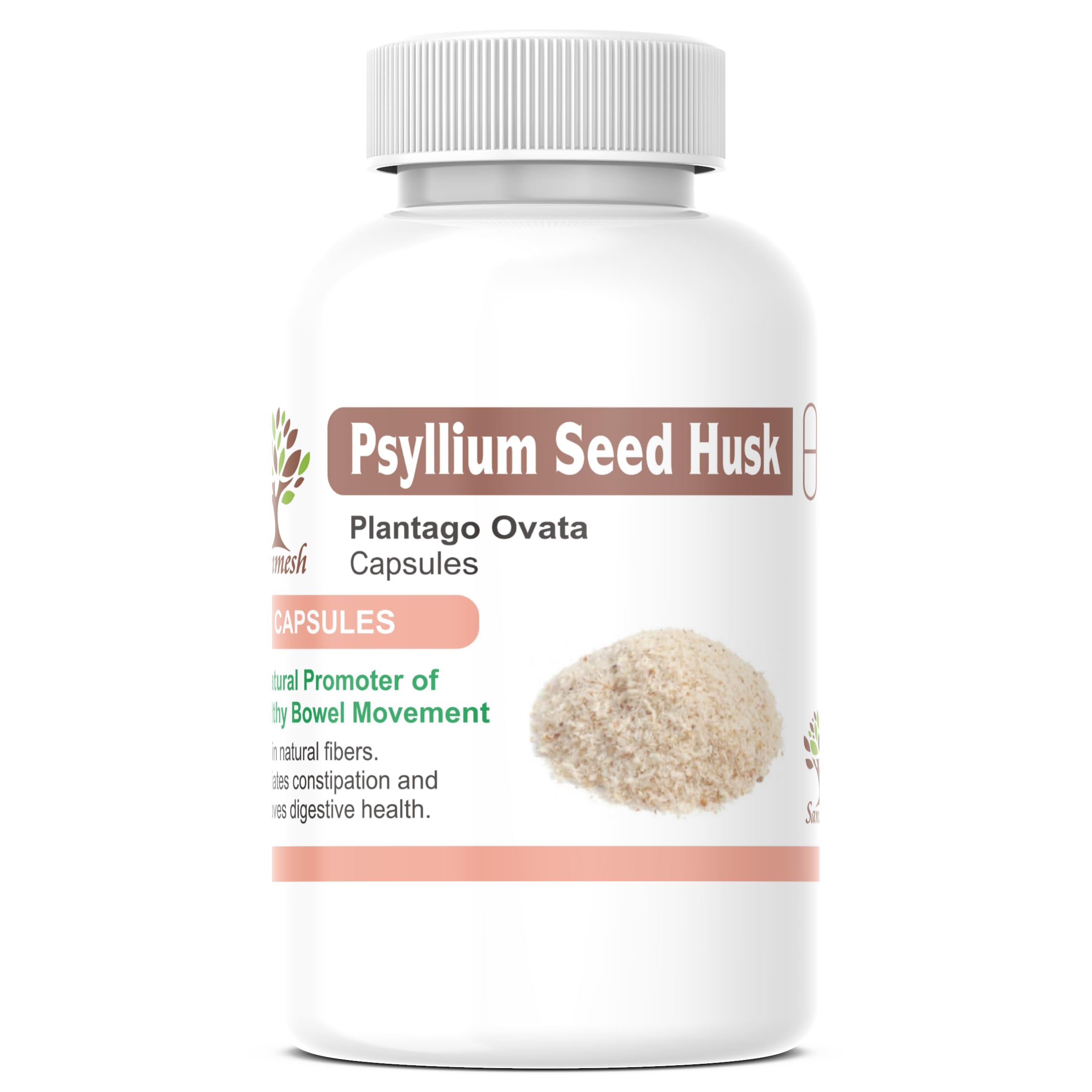"Psyllium Seed Husk" (Isabgol) Capsules | Natural Fiber Helps to Improve Digestion, Bowel Movement | A Dietary Supplement | Detox & Digestion | Pack of 1 (60caps.500mg)