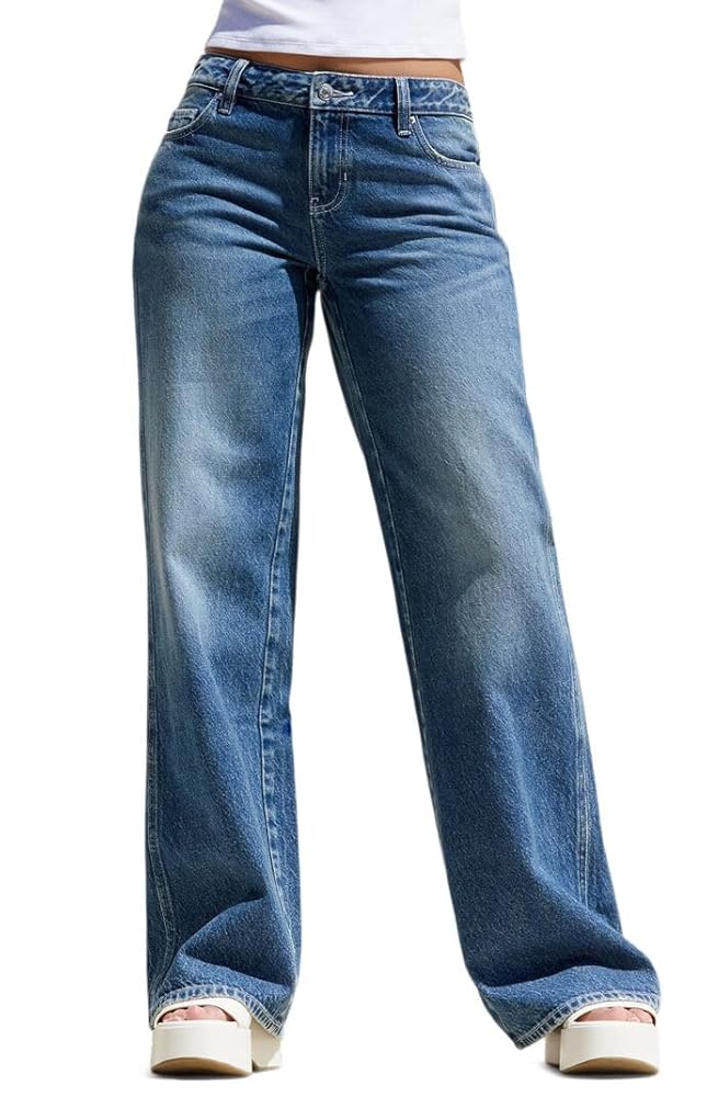 PacSun Women's Jade Low Rise Bootcut Jeans Button Pocket