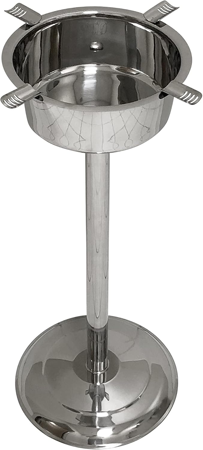 Prestige Import Group Hartford Smokin Ash 4 Stirrup Standing Polished Stainless Steel Ashtray
