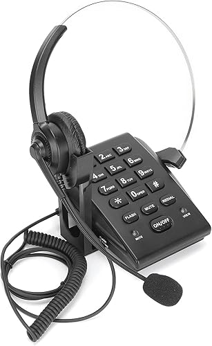 HT700 Call Center Teléfono con cable con auriculares, teléfono con cable con micrófono omnidireccional, teléfono con cable con contestador
