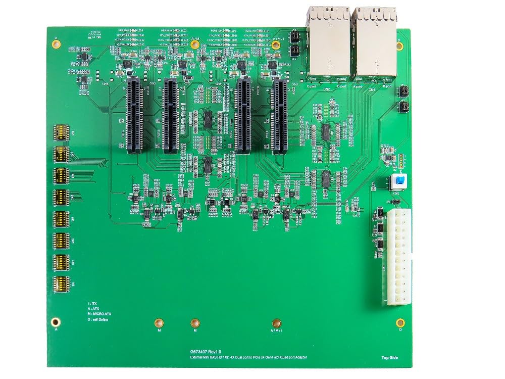 Micro SATA Cables SFF-8674 x8 Dual Port with ReDriver to PCIe x4 Quad Ports AIC PCIe 4.0‌