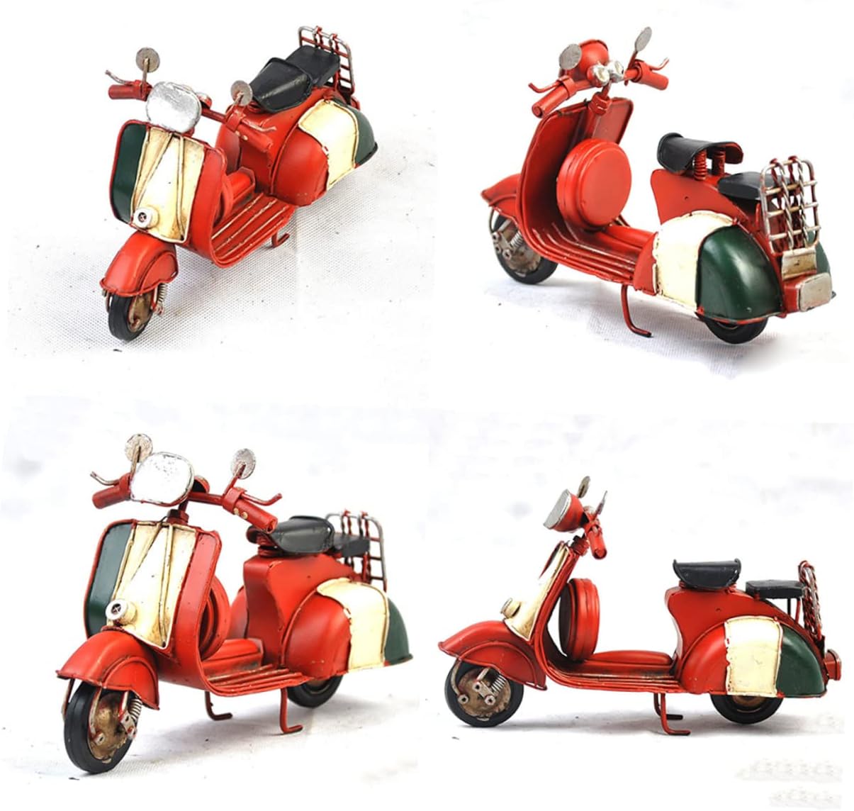SHINEOFI Retro Vintage Scooter Model Ornament Metal Craft Ornament Iron Art for Home Decor