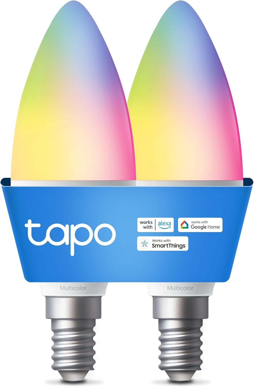 Tapo L430C(2-pack) WiFi Connected Bulb, E14 LED Bulb Multicolor 2500K-6500K, Dimmable 40W 470Lm, Works with Alexa, Voice Control, Energy Saving