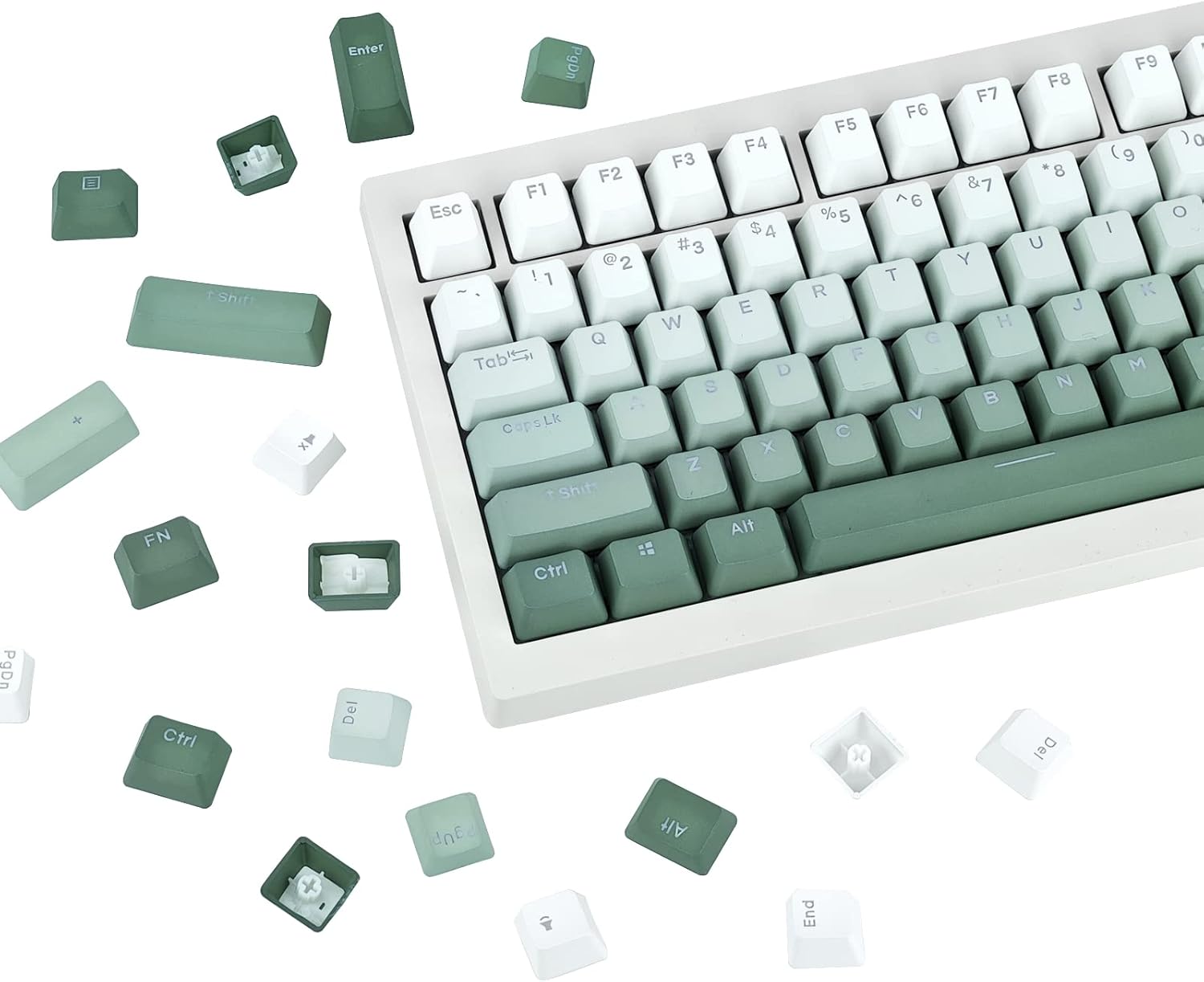 JOLINTAL 123 Keys Seaweed Green Keycaps, PBT Double Shot