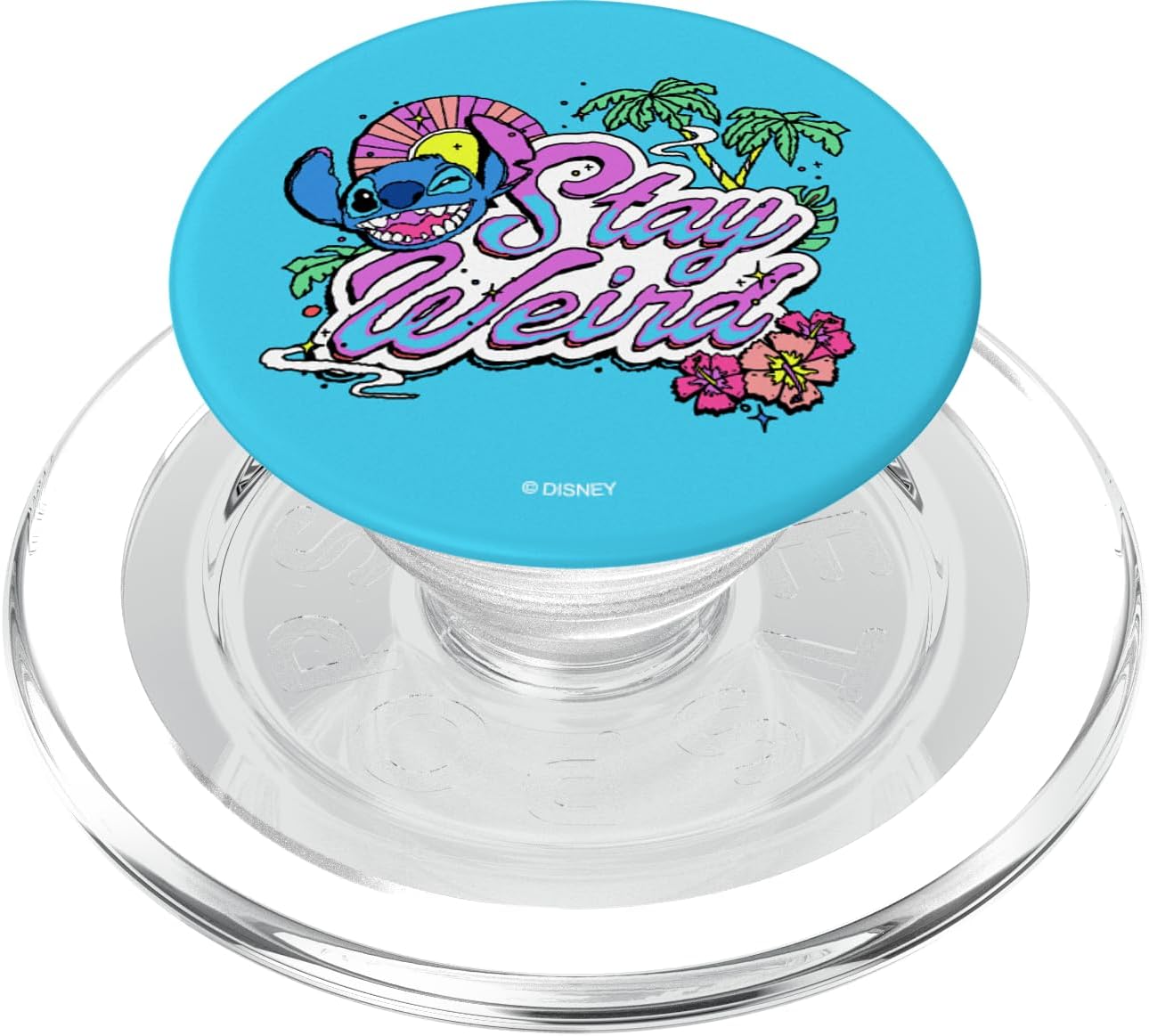 Disney Lilo and Stitch Stay Weird with Teal Background PopSockets MagSafe PopGrip for iPhone