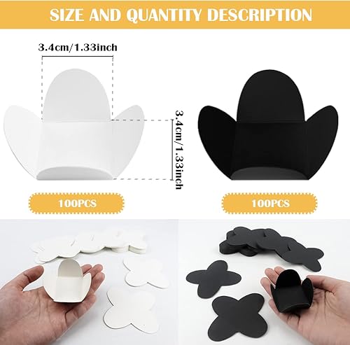 Miniatura 2 de 200 forros y envoltorios de trufas de papel para dulces y postres para novia, baby shower, fiesta de cumpleaños y boda (blanco y negro)