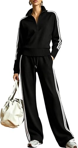 Shiketong Women's 2 Piece Side Stripe Tracksuit Fall Sweatsuit