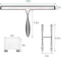 Vista 5 de Escobilla de ducha para puertas de cristal, escobilla de ducha de 14 pulgadas, escobilla de ducha plateada para puertas de ducha, espejo, ventanas