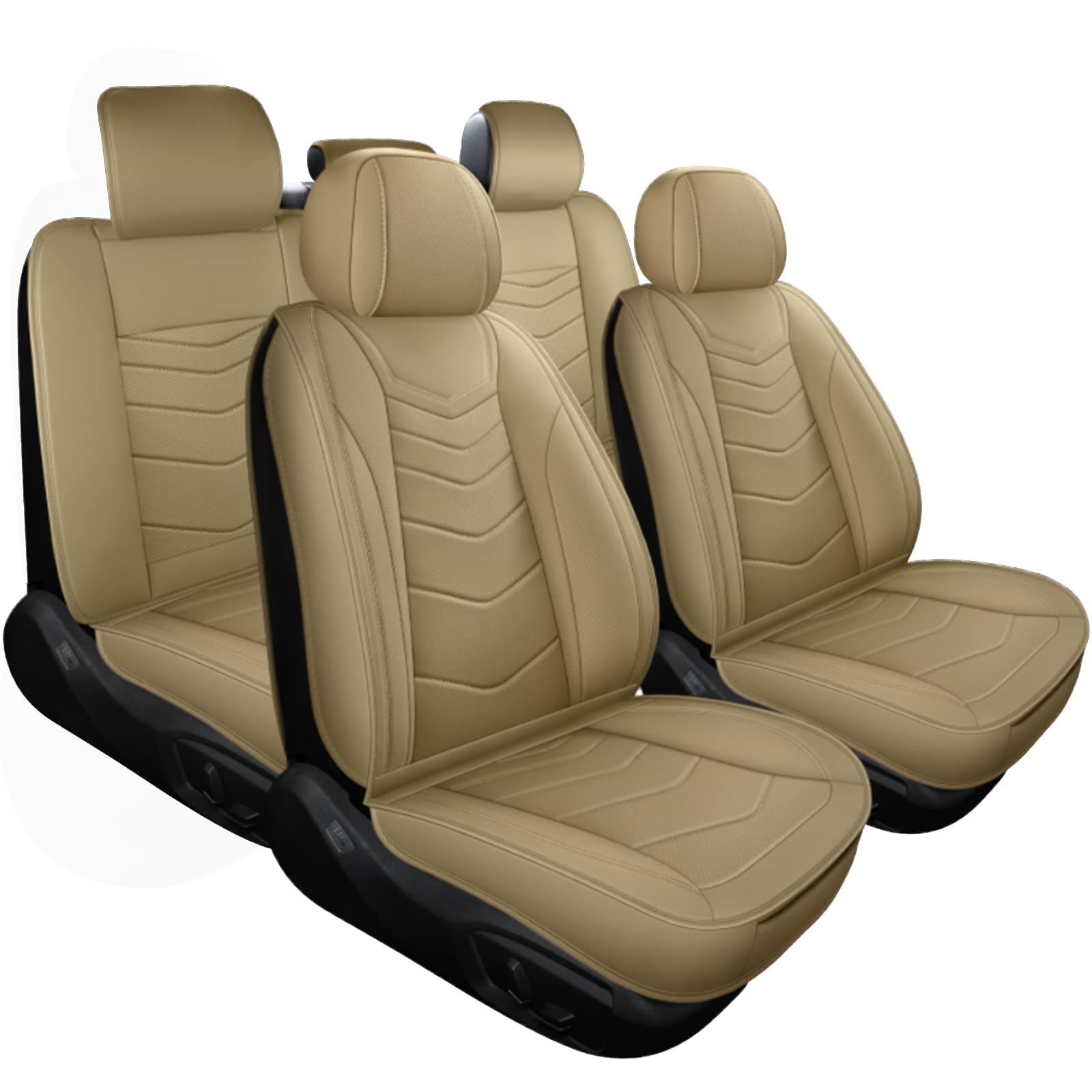 Photo 1 of *USED-SEE NOTES* Waterproof Leather Car Seat Covers Protector Padded Seat Cushion for Auto Van & SUV, Universal fit Car Interior Cover Beige