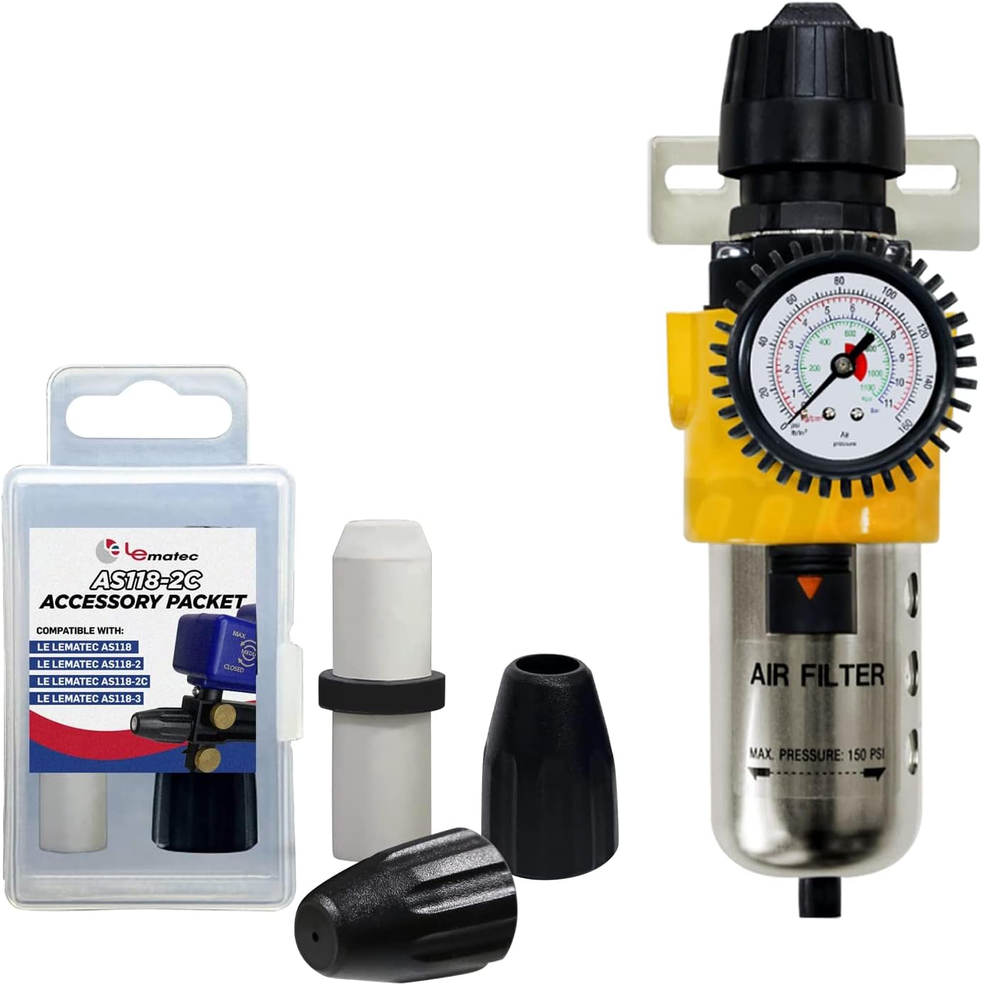 Le Lematec AS209 Piggyback Filter Regulator and Accessory Packet Bundle