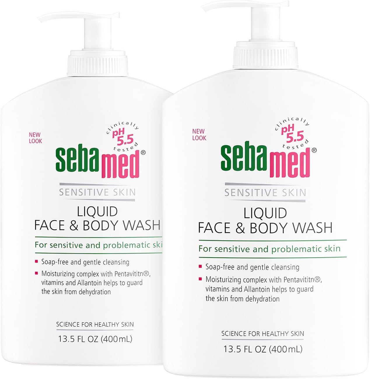 SEBAMED Liquid Face & Body Wash with Pump, 400ml, 2 Pack