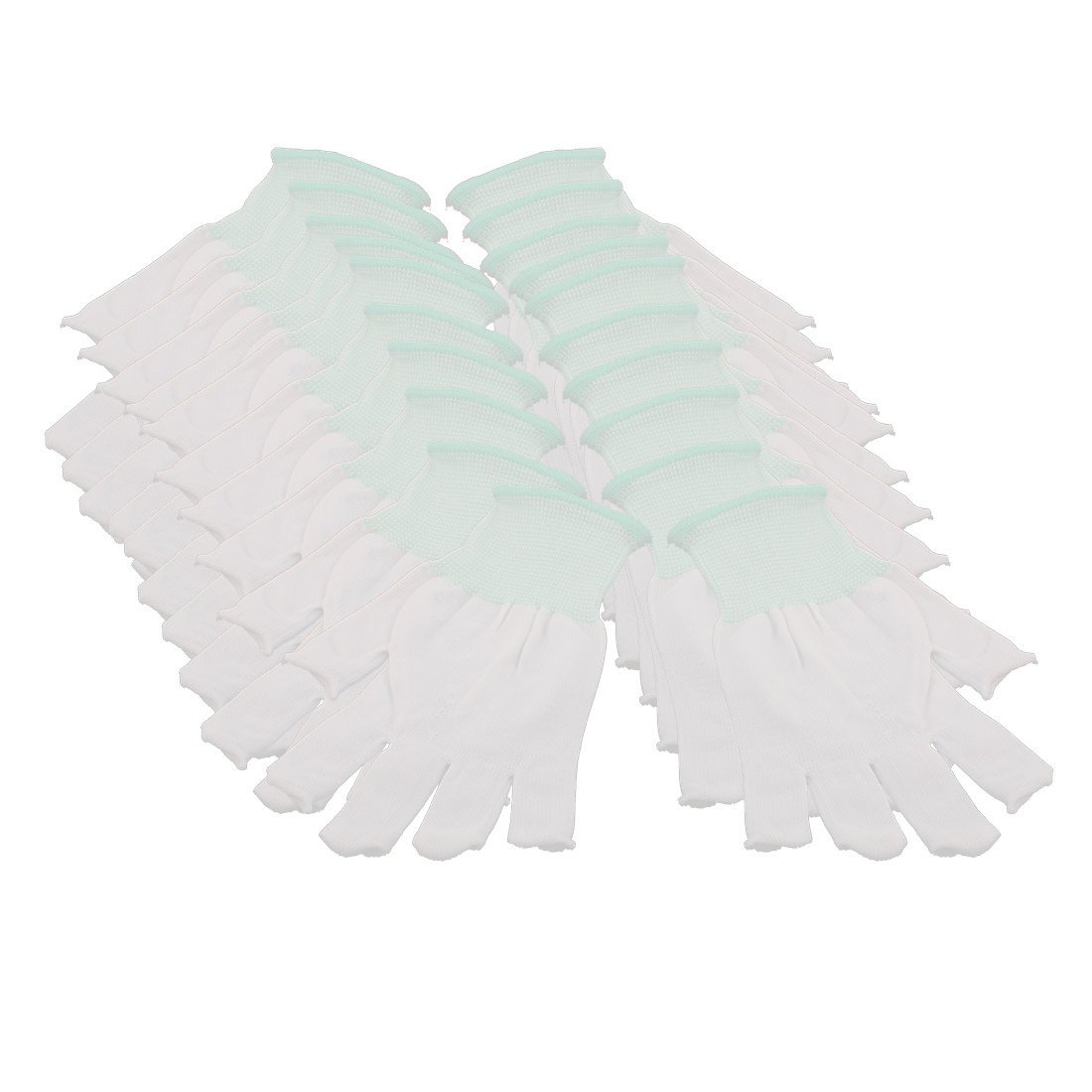 Aexit 10 (Electrical equipment) Pairs 13 Nylon Labor Protection Anti-static Non-sli-p Gloves Half Finger (63ry620qf169) PU White