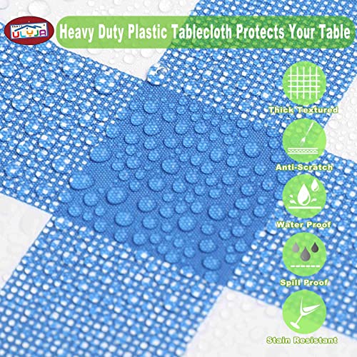 Party Ulyja Blue Gingham Checked Plastic Tablecloths For Parties 2-Pack Disposable Buffalo Plaid Table Covers 54" X 108" Table Cloths For Rectangle Picnic Tables (Heavy Duty, Extra Durable, Reusable) #TOP3