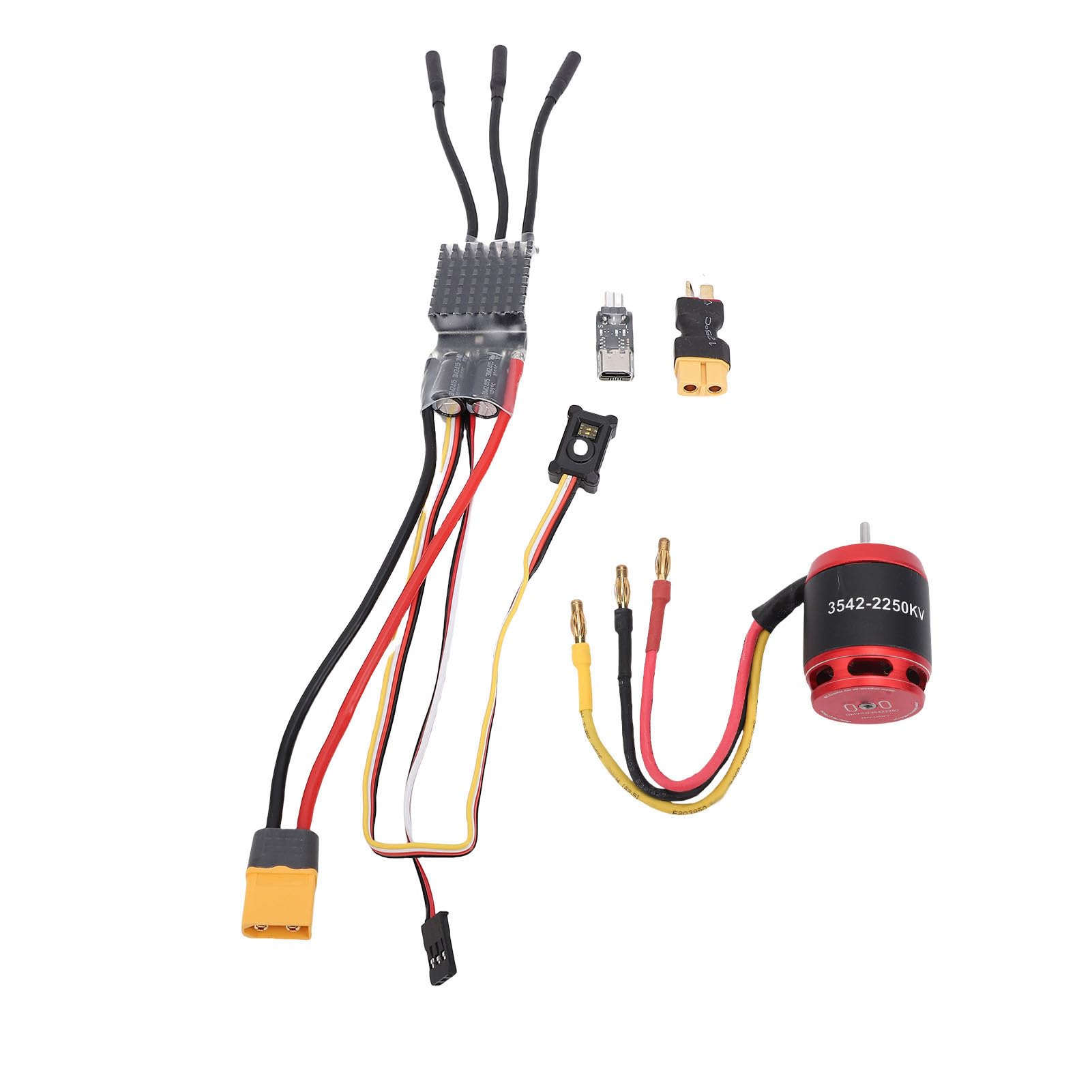 Naroote Silnik Bezszczotkowy, Zestaw Bezszczotkowego Układu Napędowego RC, Silnik z Czujnikiem 3650 80A ESC z Samochodem Programowym dla Axial SCX10, Idealny do Samochodu Gąsienicowego w Skali 1/10