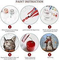Vista 6 de Eiazuiks Pintura por números para adultos. Pintura de Navidad por números para adultos principiantes, pintura de dibujo con 3 pinceles, lienzo