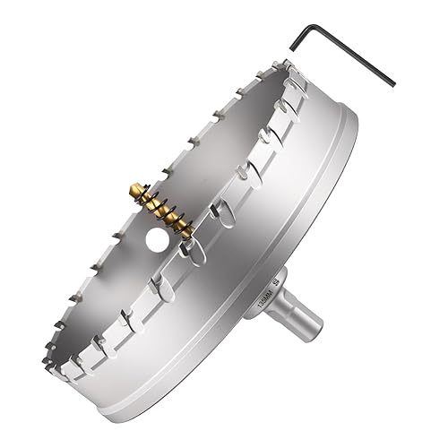 Miniatura 48 de METALLIXITY Kit de sierra perforadora de 1.732 in (1-47/64 pulgadas), cortador de agujeros de carburo de tungsteno con broca central, llave