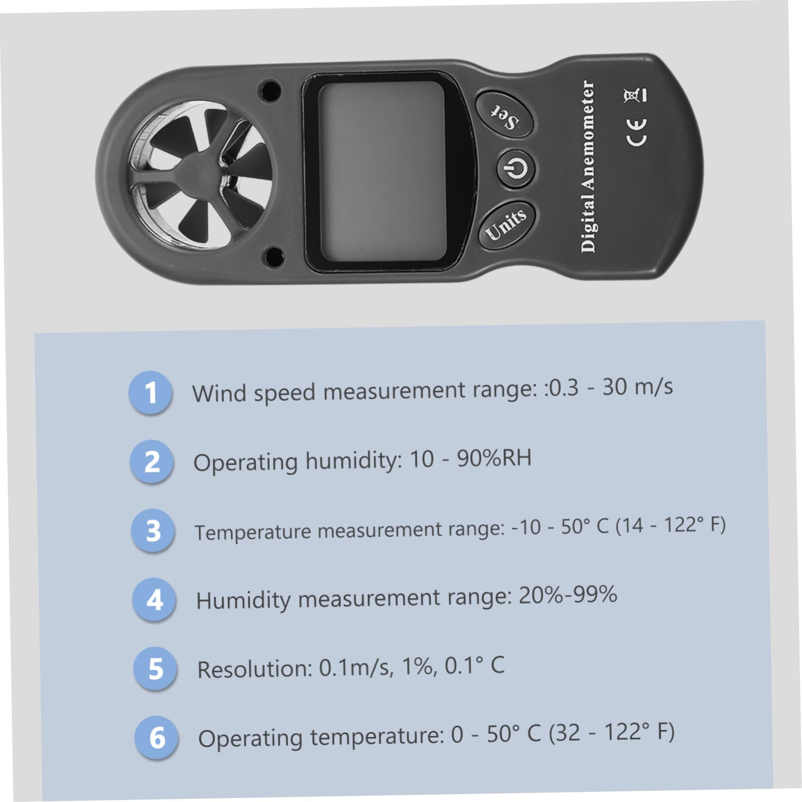 Hygrothermographe Pratique Mini, Anémomètre Numérique Portable, Noir | Mesure Température Humidité, Écran Lcd Rétroéclairé, Paquet de Rangement, 1 Pièce, Plastique