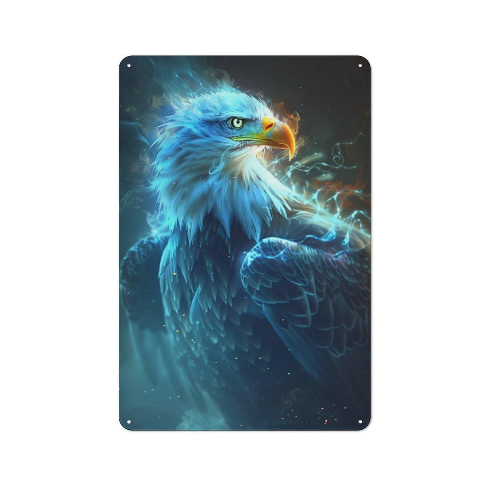 Junmoney Radiant Eagle Majesty Metal Plaque 30X20cm With For Workshop Wall, Retro Decor, For Garage, Workshop And Man Cave Decoration
