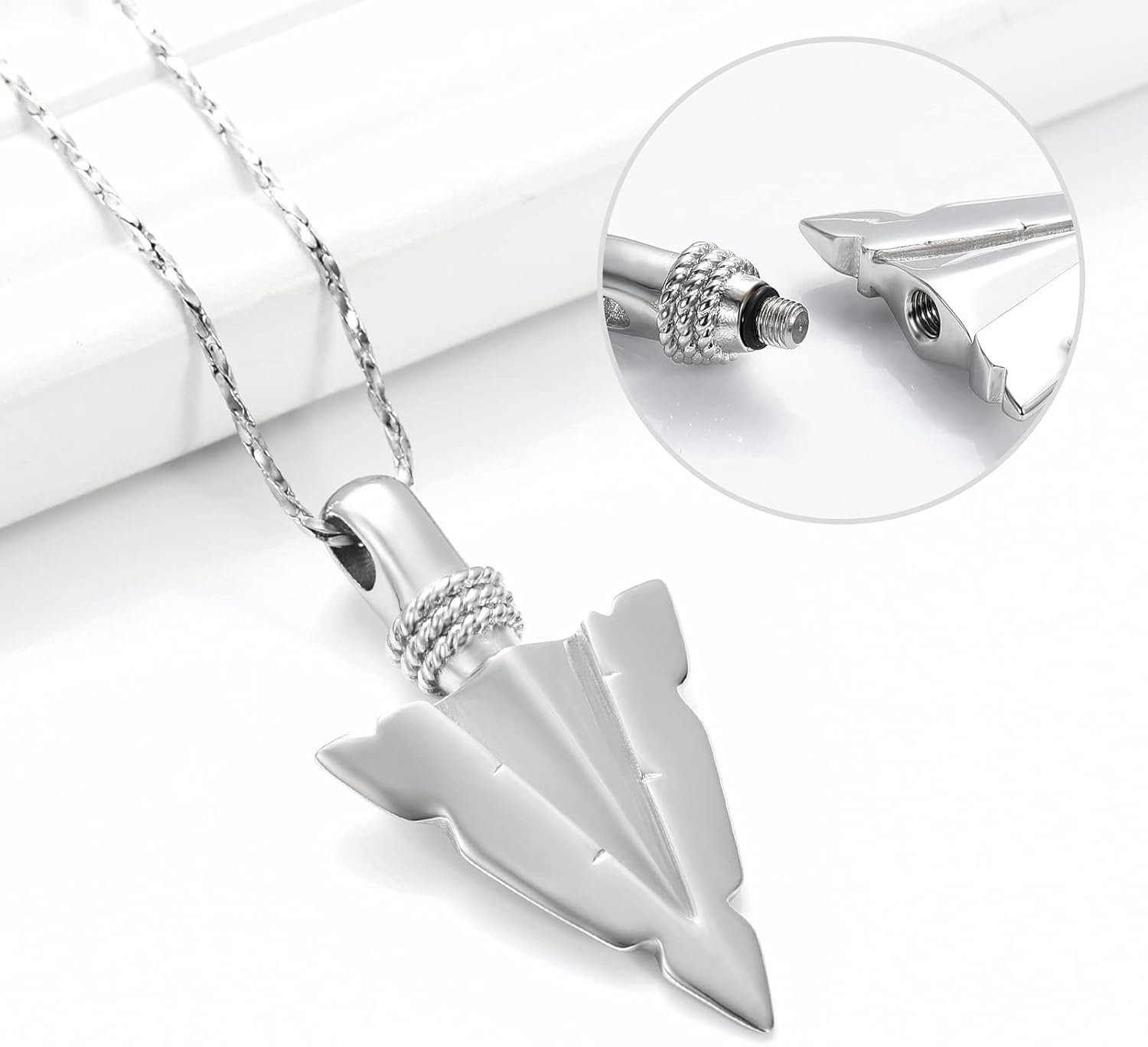 Imrsanl Cremation Jewelry for Ashes Stainless Steel Urn Pendant Necklace for Mens Boys Cool Spearpoint Arrowhead Memorial Keepsake Ash Jewelry - Image 6