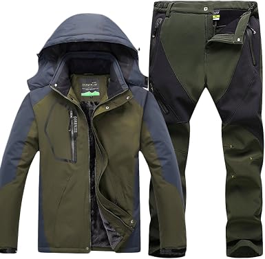 Qitun Hombre de Trekking Impermeable Deportivos Transpirable Pantalones  Chaqueta de Esquí Impermeable Chaqueta de Nieve Excursionismo Conjunto  Verde del ejército A XXL : Amazon.es: Ropa