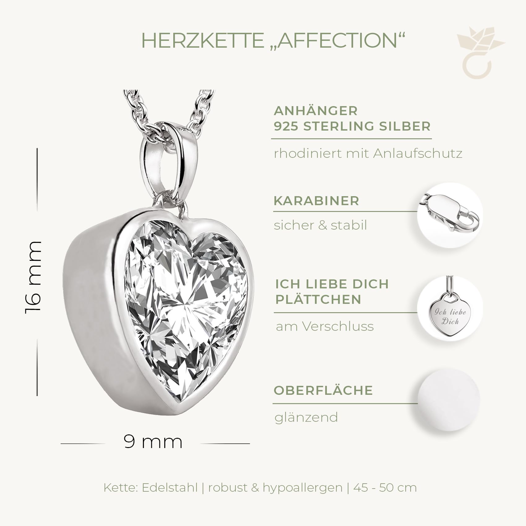 Herzkette Silber 925/Gold vergoldet Halskette Damen Ich liebe Dich Kette | Herzanhänger mit Zirkonia-Herz Schmuck Gravur Geschenke für Frauen Freundin Sie zum Geburtstag Hochzeitstag Jahrestag