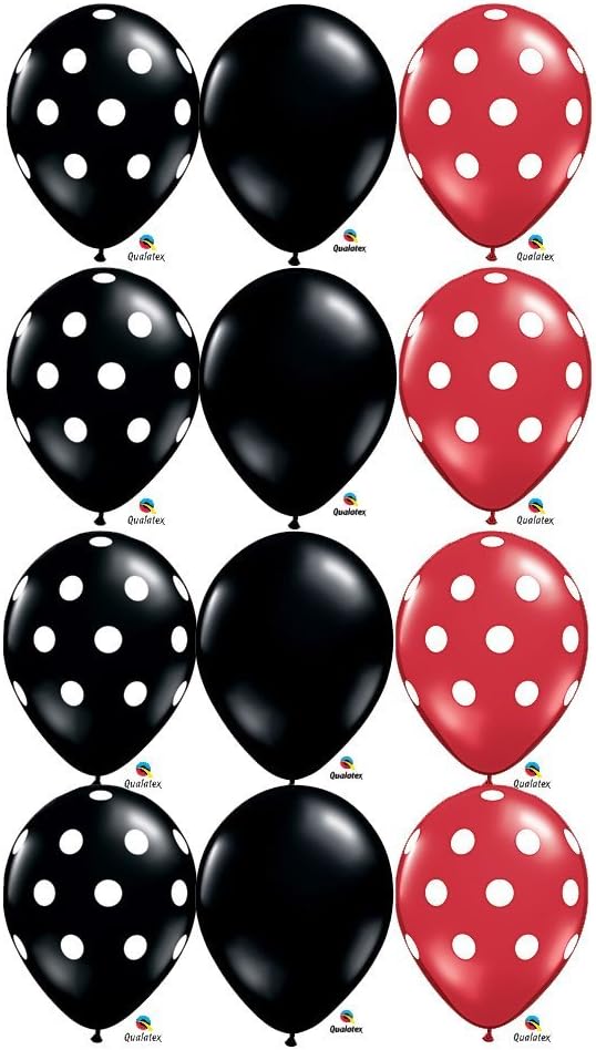 Black Red White Dot Ladybug Birthday 11" Balloon (12) Latex