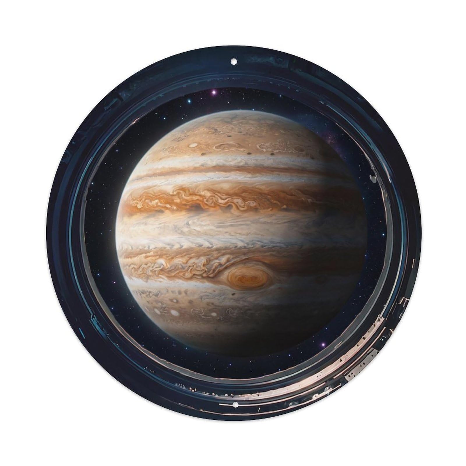 Banded Gas Giant Porthole View Metal Tin Sign