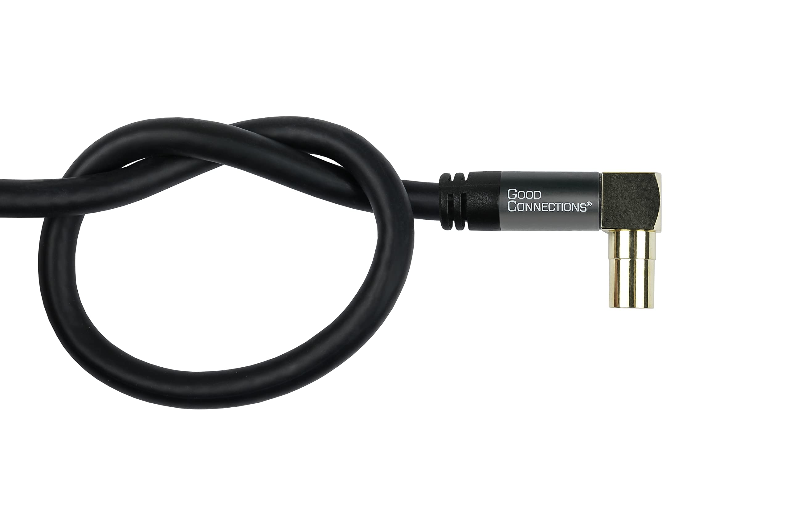 Good Connections GC-M2073 SmartFLEX TV kątowy kabel antenowy, 2 m, wtyczka IEC/koncentryczna, kątowy do gniazda, 4-krotnie ekranowany/120 dB/75 omów, pozłacane złącza, czarny