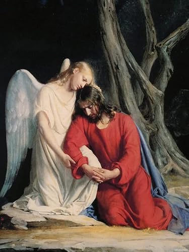 UPABLUNSO Kit de pintura de diamantes de ángel en el jardín Jesús cristiano para adultos, taladro completo, pintura de diamantes por números, arte