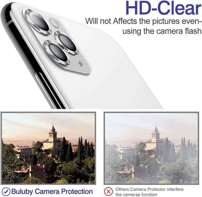 Image of ZYBUX Camera Lens Protector compatible with iPhone 11 Pro iPhone 11 Pro Max| High Clarity Scratch Proof 9H Hardness Anti-Spy Anti-Scratch Glass and Aluminum Trim [ Metal ] - (Silver)