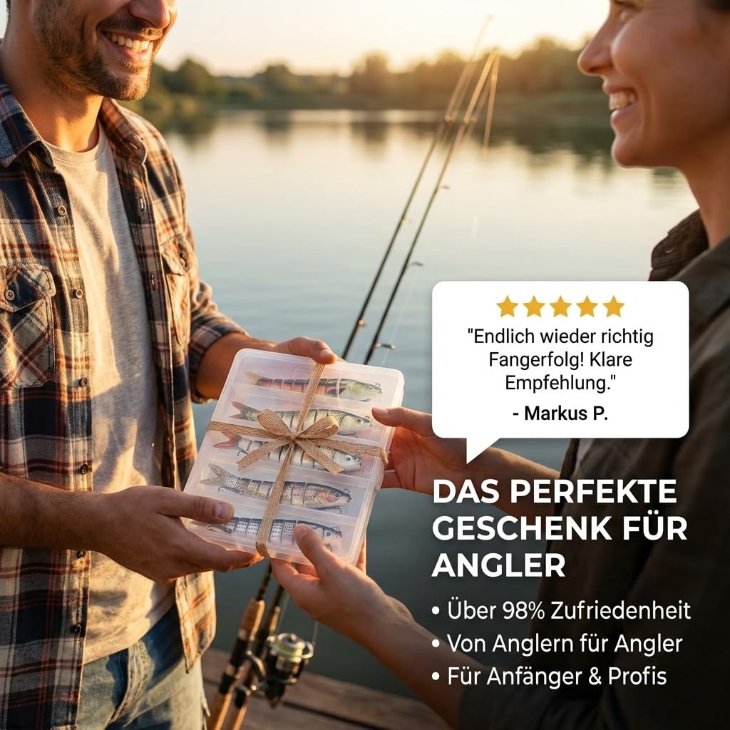 set esche artificiali 5 pezzi in scatola esche da pesca per la pesca dei predatori - spine multi-pezzo con snodo per una corsa realistica a lento affondamento