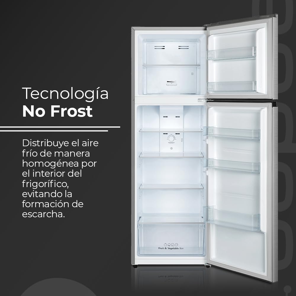 Aspes Frigorífico 2 Puertas Inox AF1675501ENFX. Capacidad 251 Litros, Puerta Reversible, Bajo Nivel Sonoro, Eficiencia Energética Clase E
