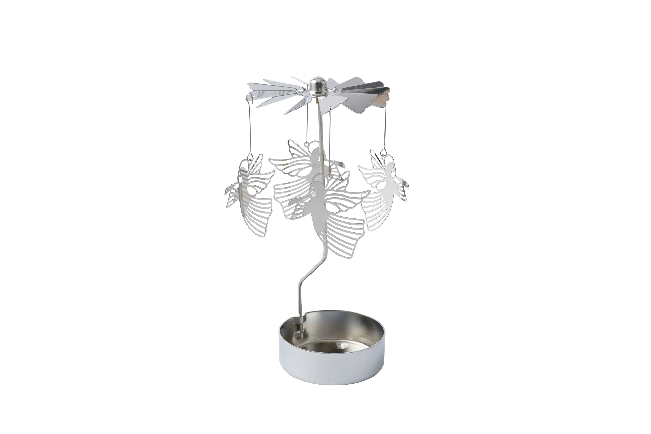 Silver Christmas Angel Tealight Spinner Festive Home Decor Xmas Decoration