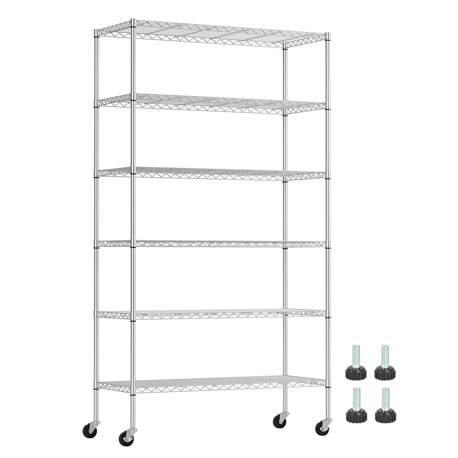 5-Tier Chrome Wire Shelf - 750lb Capacity -9 5-Tier Chrome Wire Shelf - 750lb Capacity -9