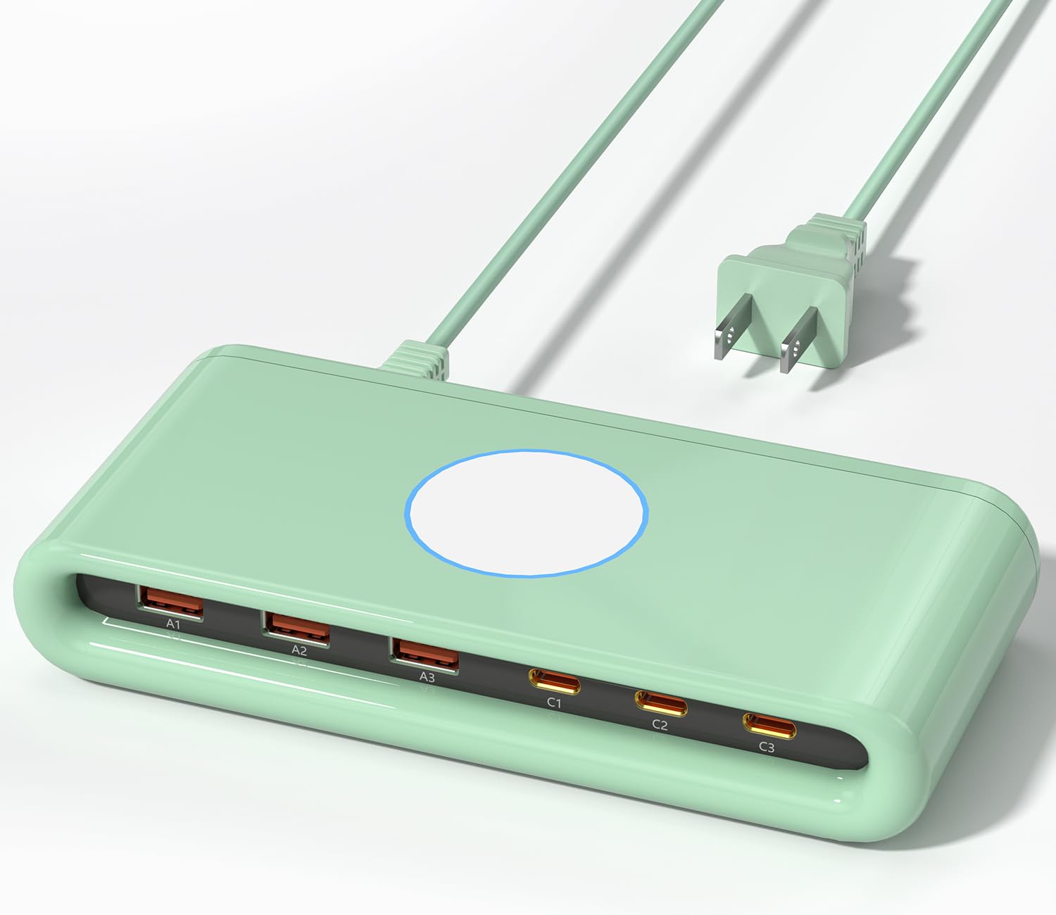 VPSUN 145W USB C Charging Station for Multiple Devices,6 Port USB C Hub Charger,Multi USB Charger Block for Laptop MacBook,HP,iPad,iPhone,Samsung(Green, 145w)