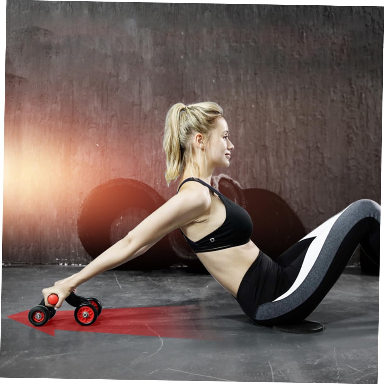 Garneck 1PC Automatic Rebound Abdominal Roller Wheel Mute Fitness Device for Core Muscle Strengthening Home Use with Knee Mat Lightweight Non Slip Design for and Endurance Training Black