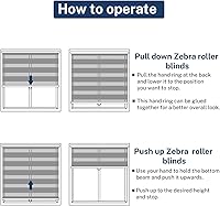 Vista 9 de Keego Zebra - Persianas enrollables sin cordones, de tamaño personalizado, opacas, de doble capa, control de luz, fácil de instalar