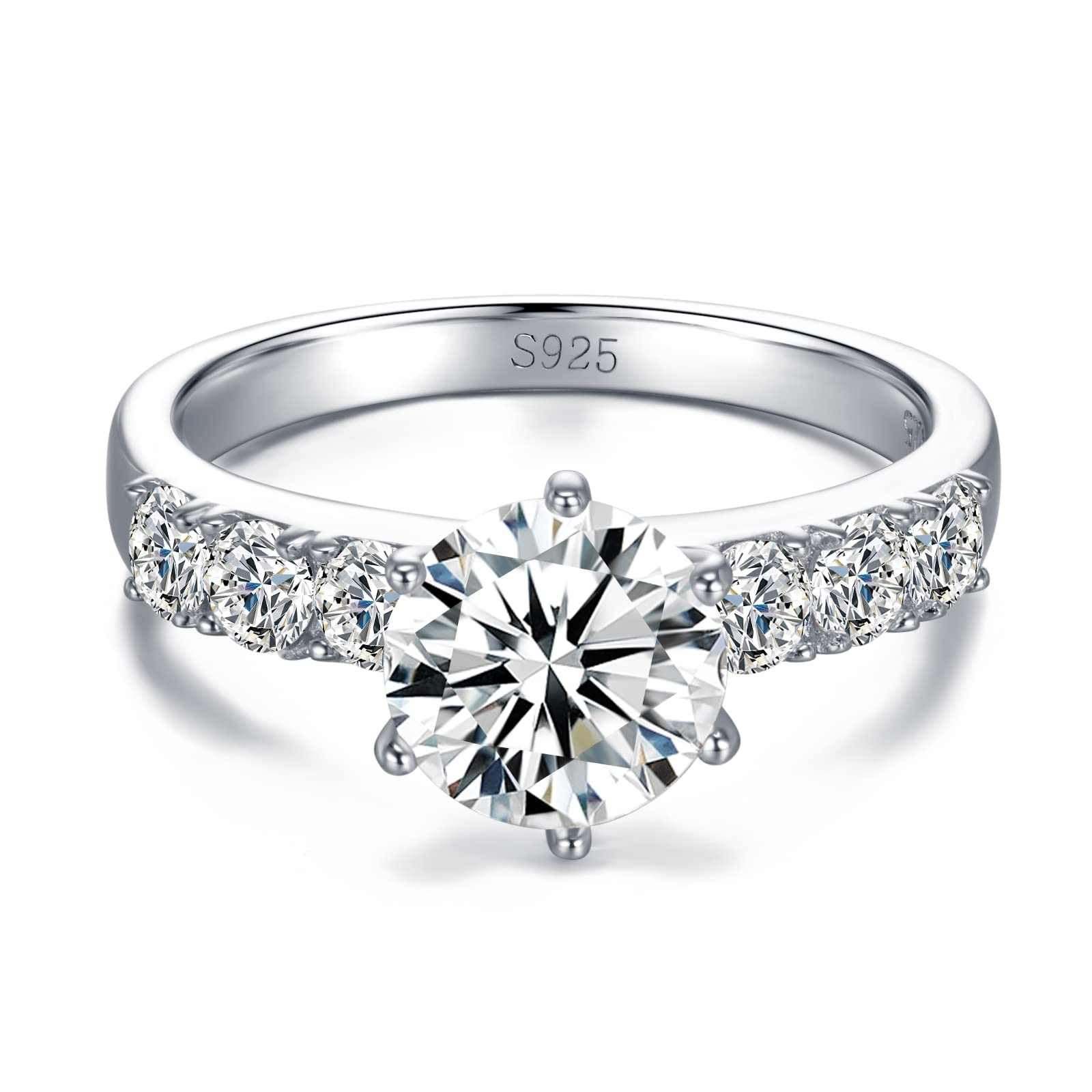 2 carati Moissanite Anello di fidanzamento Promessa di nozze Gold-plating Sterling Silver Anelli per le donne
