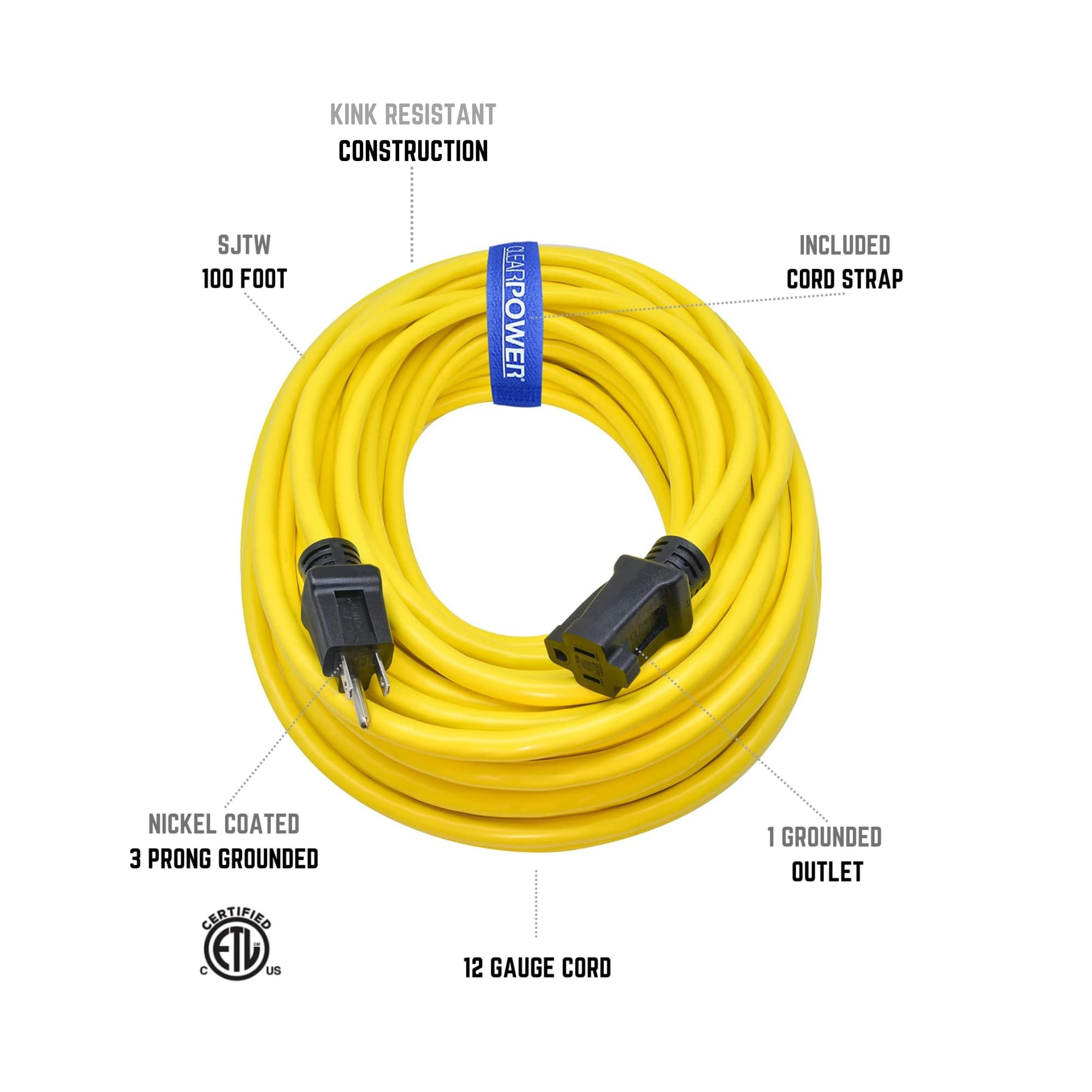 Amazon.com: Clear Power 100 ft 12/3 SJTW Heavy Duty Outdoor