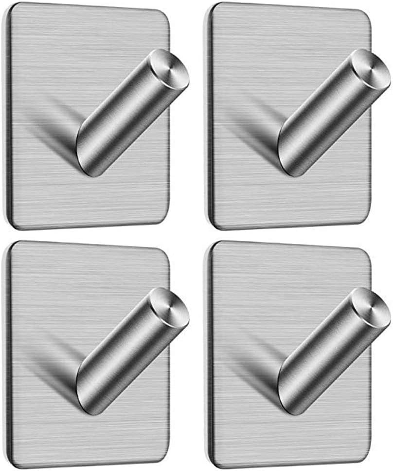 Reviews de Toalleros de gancho los mejores 10. 44 AUGUSTYUE - Ganchos de Baño 4Pack, 304 Acero Inoxidable Ganchos Autoadhesivos para toallas Ganchos de pared Ropa Robe Impermeables Soporte para Cocina o Baño (Cuadrado)
