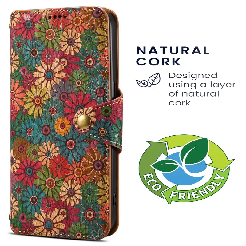 Image of ClickCase for Oneplus 11R 5G Natural Wood Cork Eco-Friendly Printed Vegan Leather Wallet Case Flip Cover with Card Holder & Kickstand,Magnetic Flip Cover for Oneplus 11R 5G (Wooden Spring)