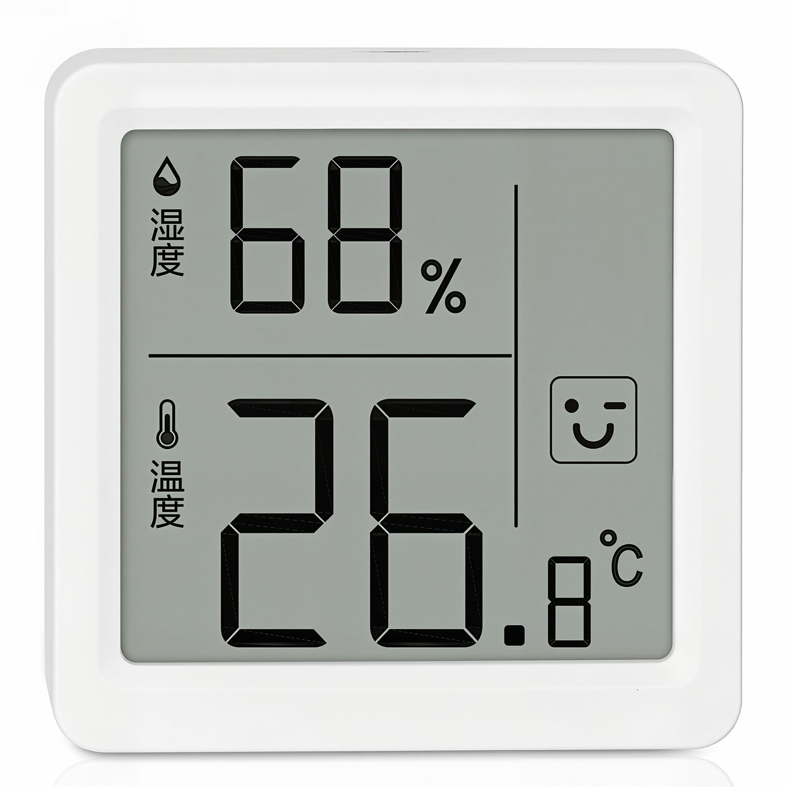 温湿度計 温度計 湿度計 デジタル おしゃれ 小型 高精度 フルHD 省電力 室内温度計 顔マーク 貼り付け・立て ハムスター/爬虫類/花室/倉庫対応